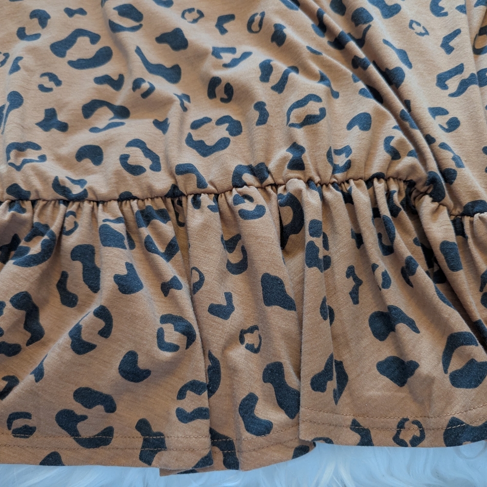 Simply Southern Brown Leopard Print Blouse XXL Ruffles - Picture 10 of 10